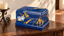 MacKenzie Olympus Urn for Ashes - Cultured Marble - Blue & Gold