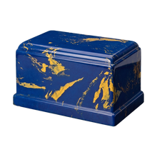 MacKenzie Olympus Urn for Ashes - Cultured Marble - Blue & Gold