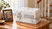 MacKenzie Olympus Urn for Ashes - Cultured Marble - White & Black