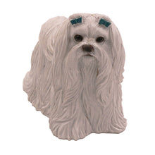 Male White Maltese with Blue Bows, Standing Figurine Pet Cremation Urn - Funeral.com, Inc.