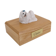 Maltese with Blue Ribbon, Standing Figurine Pet Cremation Urn - Funeral.com, Inc.
