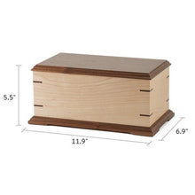 Maple and Walnut Corner Inlays Wood Adult Cremation Urn - Funeral.com, Inc.