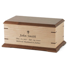 Maple and Walnut Corner Inlays Wood Adult Cremation Urn - Funeral.com, Inc.