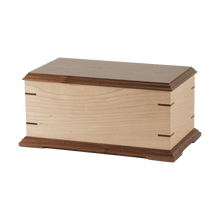 Maple and Walnut Corner Inlays Wood Adult Cremation Urn - Funeral.com, Inc.