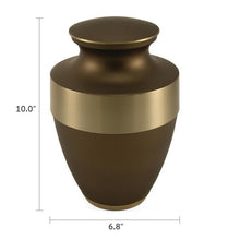 Matte Brown Brass Gold Accent Band Adult Cremation Urn - Funeral.com, Inc.