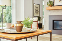 Matte Brown Brass Gold Accent Band Adult Cremation Urn - Funeral.com, Inc.