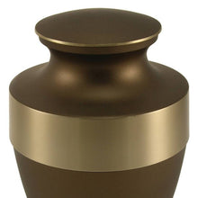 Matte Brown Brass Gold Accent Band Adult Cremation Urn - Funeral.com, Inc.