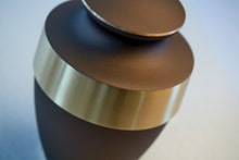 Matte Brown Brass Gold Accent Band Adult Cremation Urn - Funeral.com, Inc.