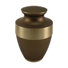 Matte Brown Brass Gold Accent Band Adult Cremation Urn - Funeral.com, Inc.