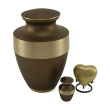 Matte Brown Brass Gold Accent Band Adult Cremation Urn - Funeral.com, Inc.