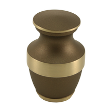 Matte Brown Brass Gold Accent Band Keepsake Urn - Funeral.com, Inc.