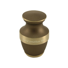 Matte Brown Brass Gold Accent Band Keepsake Urn - Funeral.com, Inc.