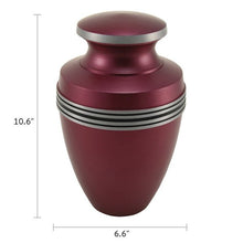 Matte Magenta Aluminum Silver Accent Band Adult Cremation Urn - Funeral.com, Inc.