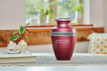 Matte Magenta Aluminum Silver Accent Band Adult Cremation Urn - Funeral.com, Inc.