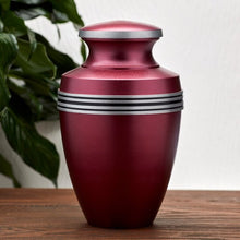 Matte Magenta Aluminum Silver Accent Band Adult Cremation Urn - Funeral.com, Inc.