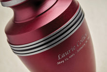 Matte Magenta Aluminum Silver Accent Band Adult Cremation Urn - Funeral.com, Inc.