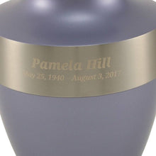 Matte Periwinkle Brass Silver Accent Band Adult Cremation Urn - Funeral.com, Inc.