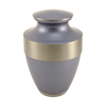 Matte Periwinkle Brass Silver Accent Band Adult Cremation Urn - Funeral.com, Inc.