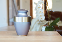 Matte Periwinkle Brass Silver Accent Band Adult Cremation Urn - Funeral.com, Inc.
