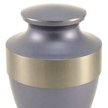 Matte Periwinkle Brass Silver Accent Band Adult Cremation Urn - Funeral.com, Inc.