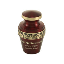 Metallic Crimson Brass Gold Accent Band Keepsake Urn - Funeral.com, Inc.