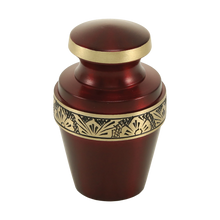 Metallic Crimson Brass Gold Accent Band Keepsake Urn - Funeral.com, Inc.