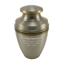 Metallic Pewter Brass Accent Band Adult Cremation Urn - Funeral.com, Inc.