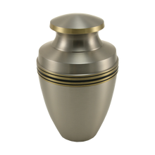 Metallic Pewter Brass Accent Band Adult Cremation Urn - Funeral.com, Inc.