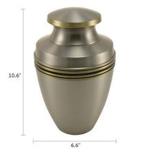 Metallic Pewter Brass Accent Band Adult Cremation Urn - Funeral.com, Inc.