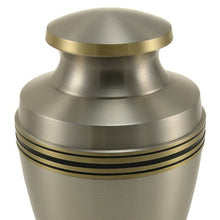 Metallic Pewter Brass Accent Band Adult Cremation Urn - Funeral.com, Inc.