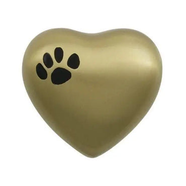 Gabrielle Paw Brass Heart Pet Keepsake Urn - funeral.com