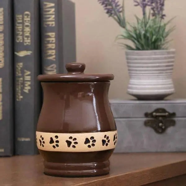 Angelo Brown Pawprint Small Pet Urn - funeral.com