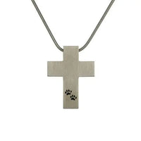Comely Pewter Cross Pawprint - funeral.com