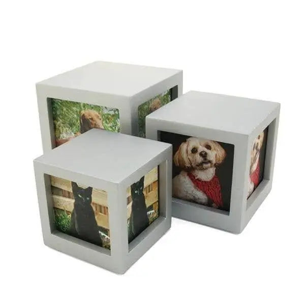Cherish Today Silver Photo Cube Large Pet Urn - funeral.com