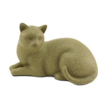 Comfy Fawn Cat Small Pet Urn - funeral.com