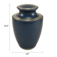 Moonlight Blue Brass Adult Cremation Urn with Pewter Accents - Funeral.com, Inc.