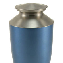Narrow Conical Blue Aluminum & Brass Adult Cremation Urn - Funeral.com, Inc.