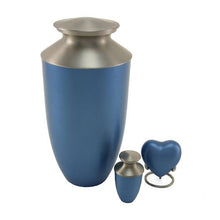 Narrow Conical Blue Aluminum & Brass Adult Cremation Urn - Funeral.com, Inc.