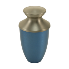 Narrow Conical Blue Aluminum & Brass Keepsake Urn - Funeral.com, Inc.