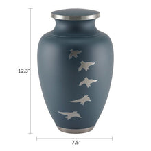 Navy Blue Extra Large Cremation Urn w/ Ascending Bird Motif - Funeral.com, Inc.