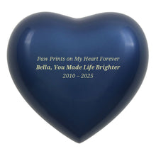Navy Blue Glossy Heart Small Pet Cremation Urn - Funeral.com, Inc.