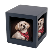 Navy Photo Cube Medium Pet Cremation Urn - Funeral.com, Inc.