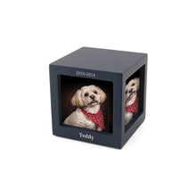 Navy Photo Cube Medium Pet Cremation Urn - Funeral.com, Inc.