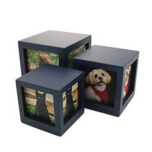 Navy Photo Cube Small Pet Cremation Urn - Funeral.com, Inc.