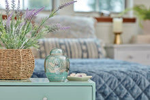 Nickel Brass Medium Pet Urn with Engraved Flying Birds - Funeral.com, Inc.