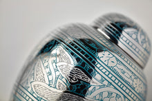 Nickel Brass Medium Pet Urn with Engraved Flying Birds - Funeral.com, Inc.