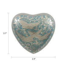 Nickel - Plated Brass Bird Engraved Heart Keepsake Urn - Funeral.com, Inc.