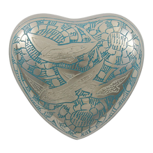 Nickel - Plated Brass Bird Engraved Heart Keepsake Urn - Funeral.com, Inc.