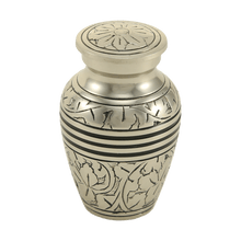 Nickel - Plated Brass Hand - Etched Oak Leaf Design Keepsake Urn - Funeral.com, Inc.