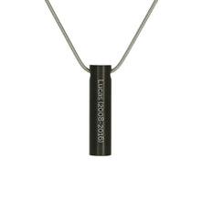 Onyx Cylinder Pet Cremation Necklace, 19" Stainless Steel Chain - Funeral.com, Inc.
